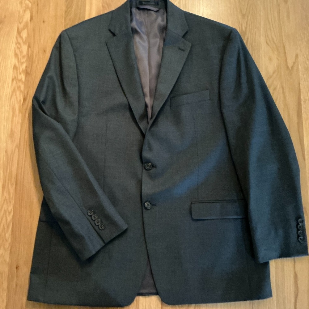 Lauren Ralph Lauren Blazer Sport Coat 44R Gray 100% Wool Made Canada 2 Button
